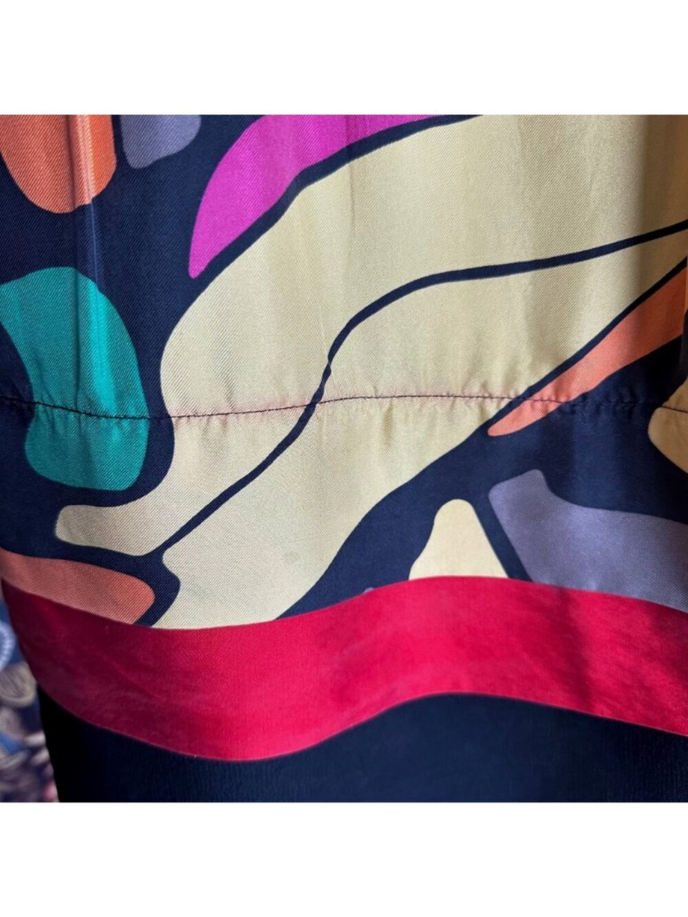 Peter Nygard Silk Abstract Geometric Multi Color Full High Waist Skirt Sz 8 - Picture 5 of 9